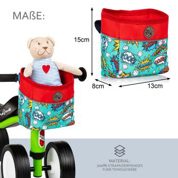 BAMBINIWELT Lenkertasche, Lenkerkorb, OFFEN für Dreirad, Laufrad, Rutschfahrzeug, Fahrradtasche für Kinder, wasserabweisend, z.B. Puky Wutsch